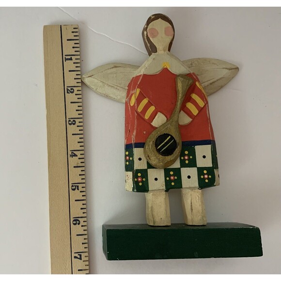 Ilona Steelhammer Wood Angel Musician Figures Folk Art Primitive Lot of 2 - Picture 5 of 8